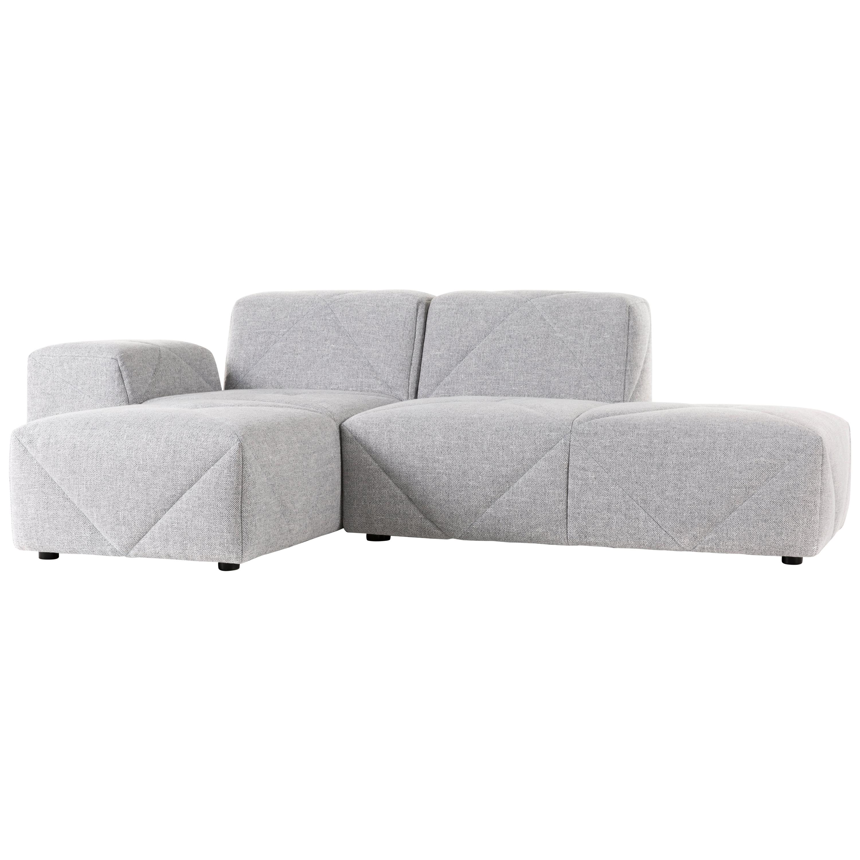 BFF Sofa 2 Piece Sectional Sofa by Marcel Wanders in Vesper Silver Fabric For Sale