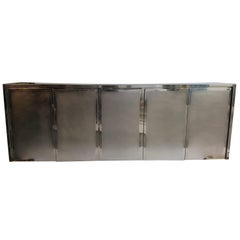 Brushed Chrome Five-Door Sideboard Credenza by Belgo Chrome