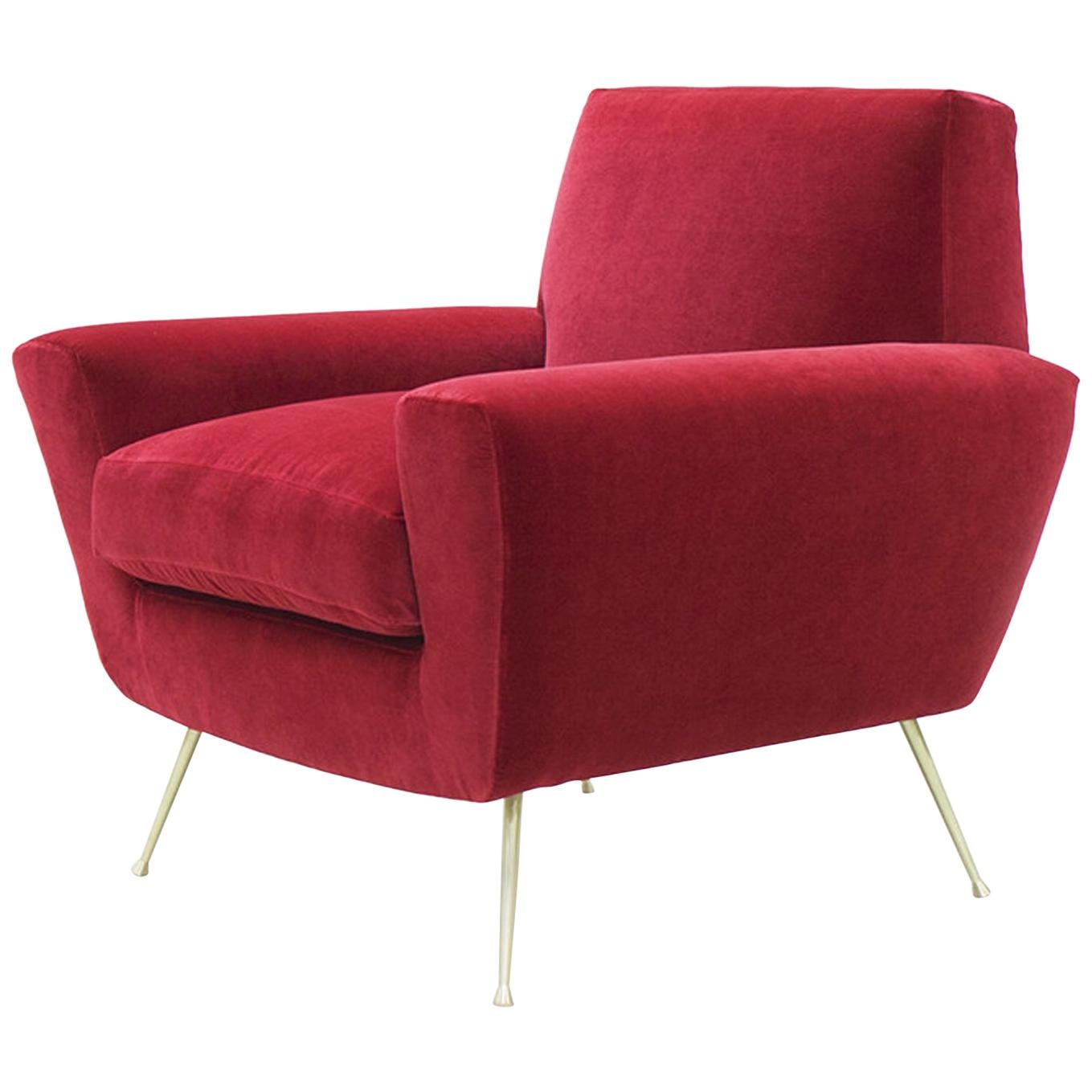 Ruby Armchair with Ruby Velvet Fabric For Sale