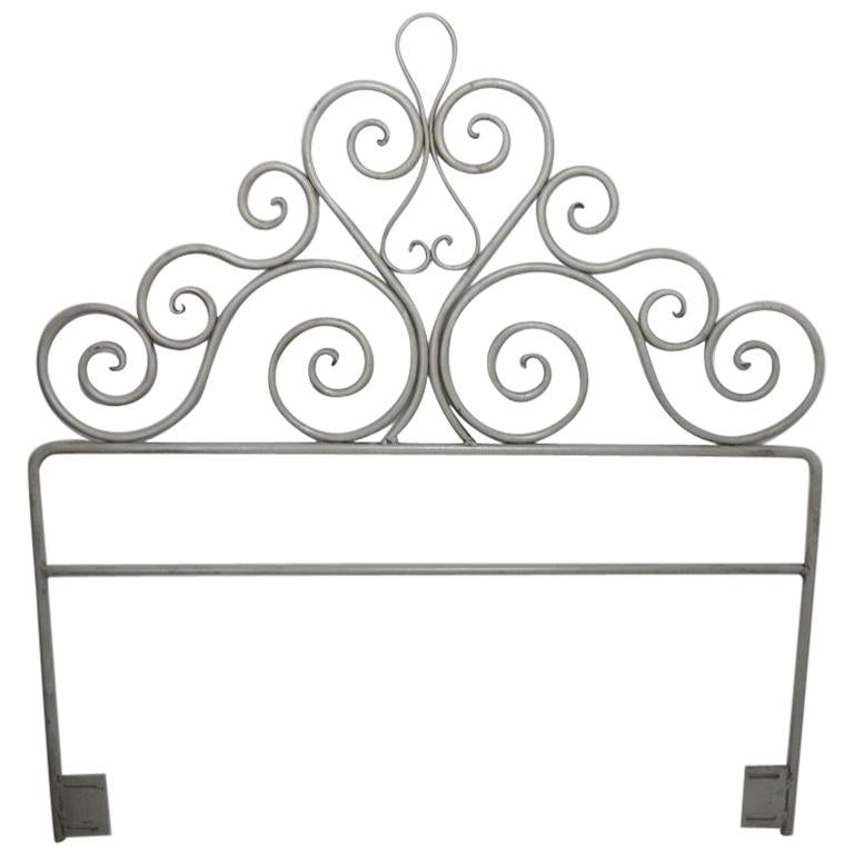 Pair Wrought Iron Scrollwork Headboards For Sale