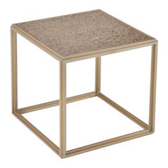 Cubist Bronze and Brass Occasional Square Table, by P. Tendercool