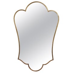 Fleur-de-lis Shaped Italian Wall Mirror with Brass Frame, 'circa 1950s'