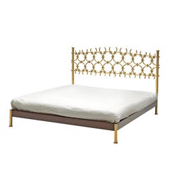 Osvaldo Borsani & Arnaldo Pomodoro Elegant Bed with Brass Details