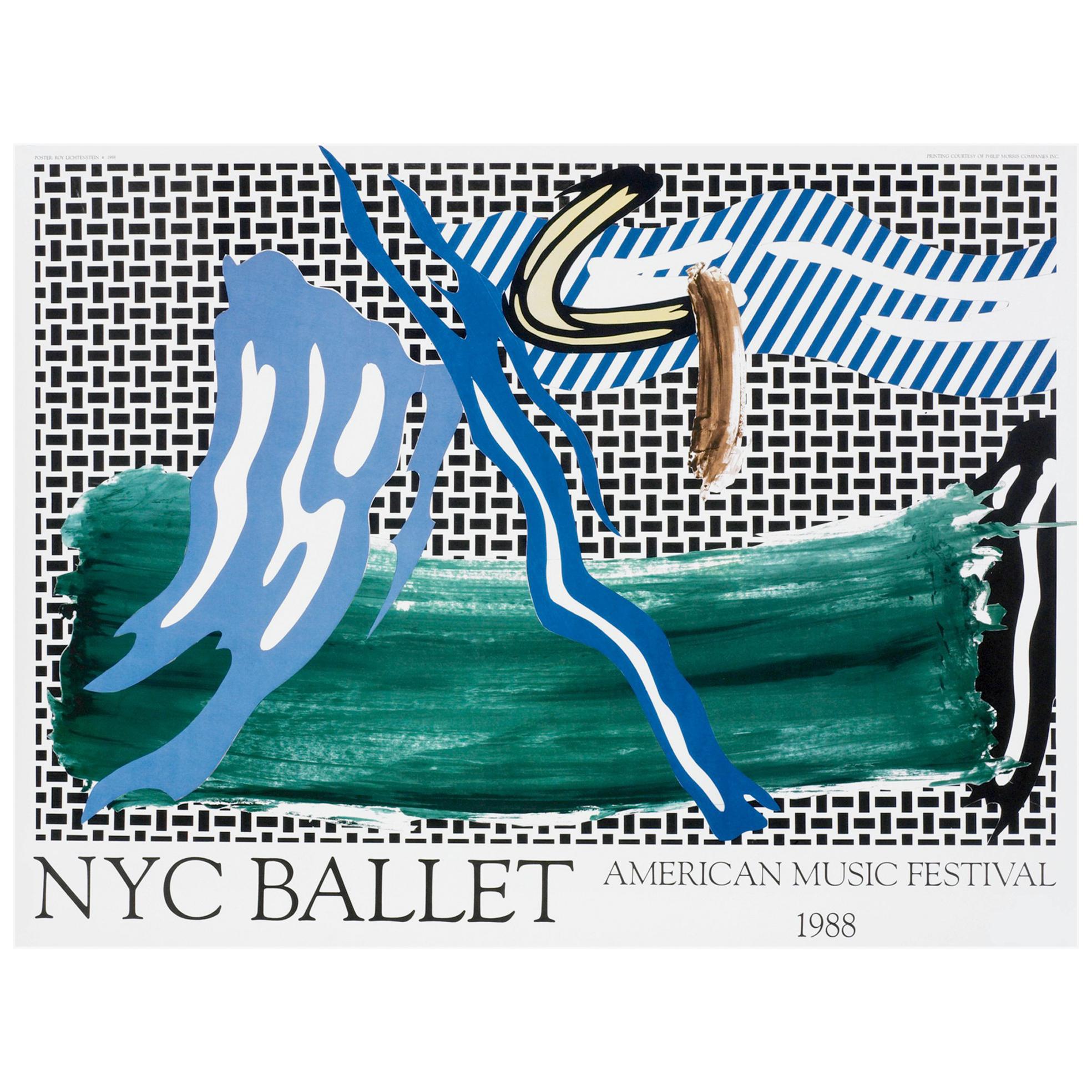 Roy Lichtenstein 'New York Ballet' Rare Original 1988 Poster Print on Wove Paper For Sale