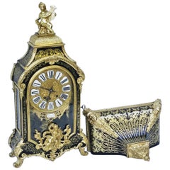 Antique Louis XV Cartel Wall or Table Clock and Its Shelf Base, France, 1865