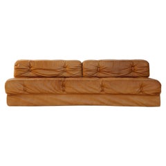 Convertable Sofa Daybed Couch Bed 'Atrium', Wittmann, Cognac Leather, 1970