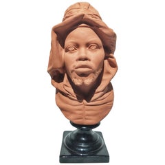 19th Century Victorian Terracotta Bust North Berber Man Restored