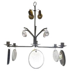 Candelabro sueco de hierro forjado para colgar en el techo, siglo XX, de Erik Hoeglund