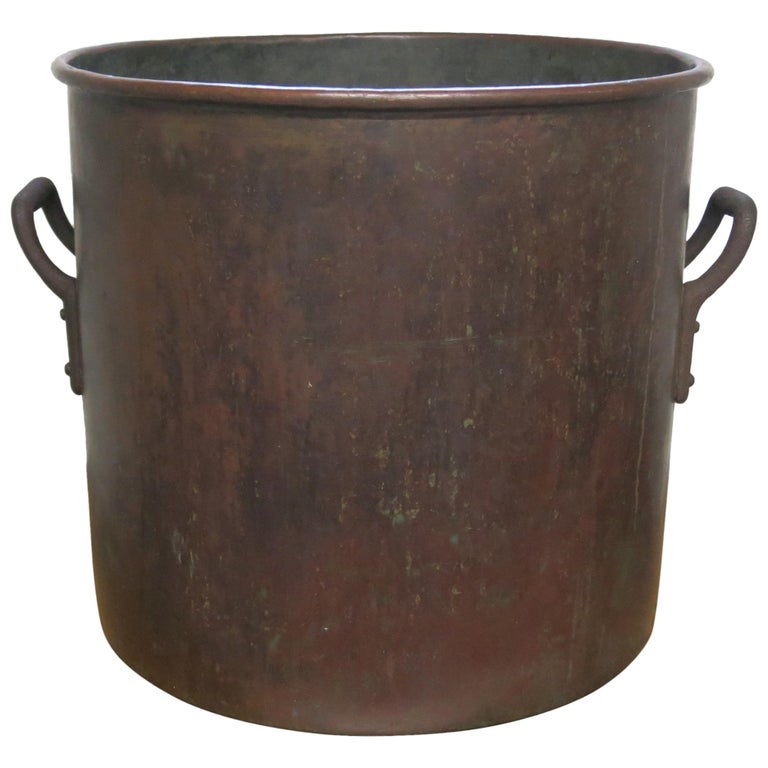 Antique Copper Pot Large Apple Butter or Confectioners Pot For Sale at