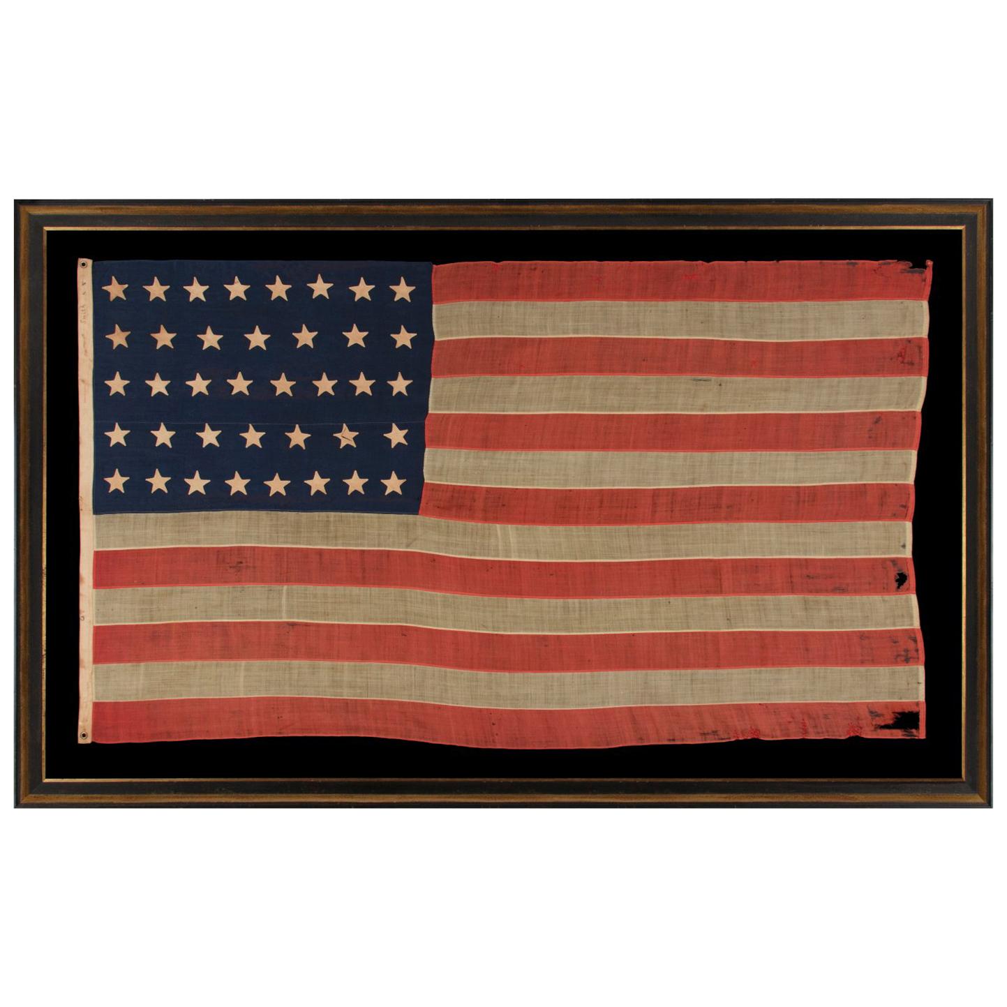 38 Hand Sewn Stars on an Antique American Flag from the Mastai Collection