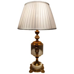Antique 20th Century Hollywood Regency Bronze and Carrara Marble Lamp