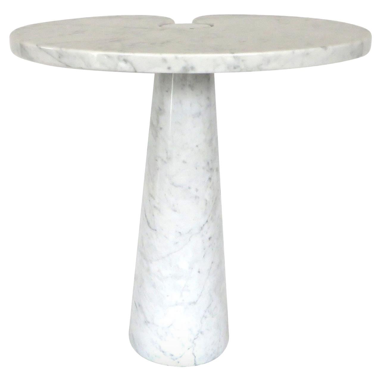 Angelo Mangiarotti Italian Carrara Marble High Side Table Eros Series