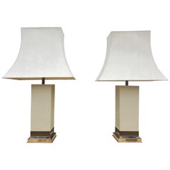 1970s French Lacquer Pair of Table Lamps by J.C. Mahey