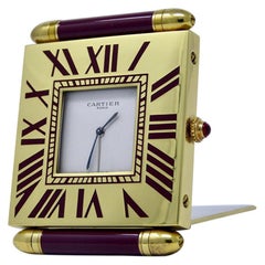 Vintage Cartier Desk Travel Quartz Clock with Alarm