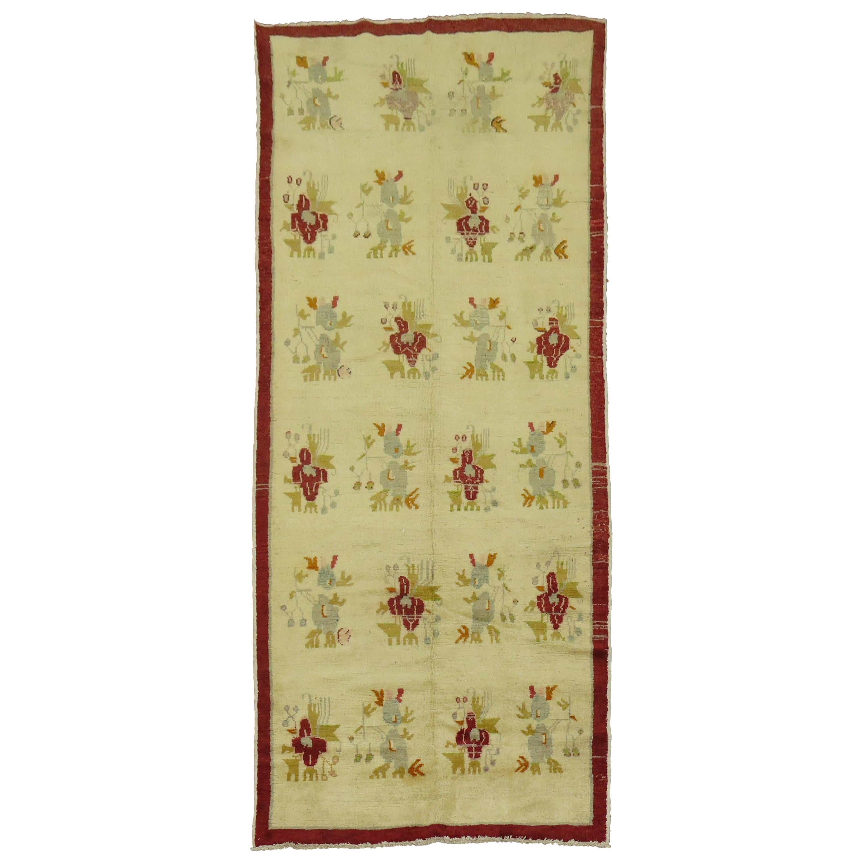 Tapis de Turquie vintage ivoire