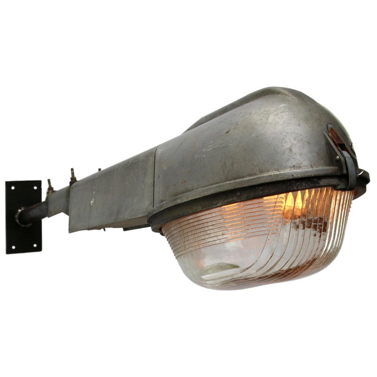 Gray Cast Aluminum Vintage Industrial Holophane Glass Wall Street Light at  1stDibs | industrial street lights, old street lights for sale, vintage  street light for sale