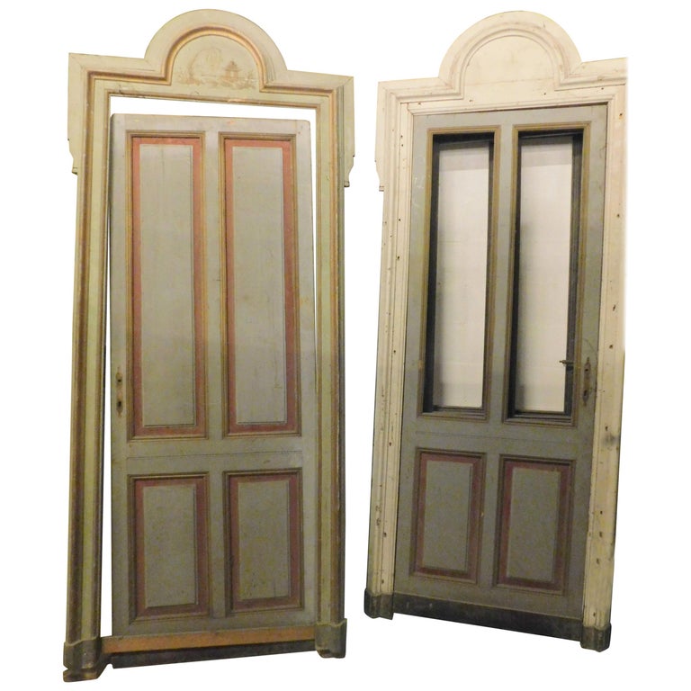 Antique N 4 Vintage Doors Lacquered And Painted In Various