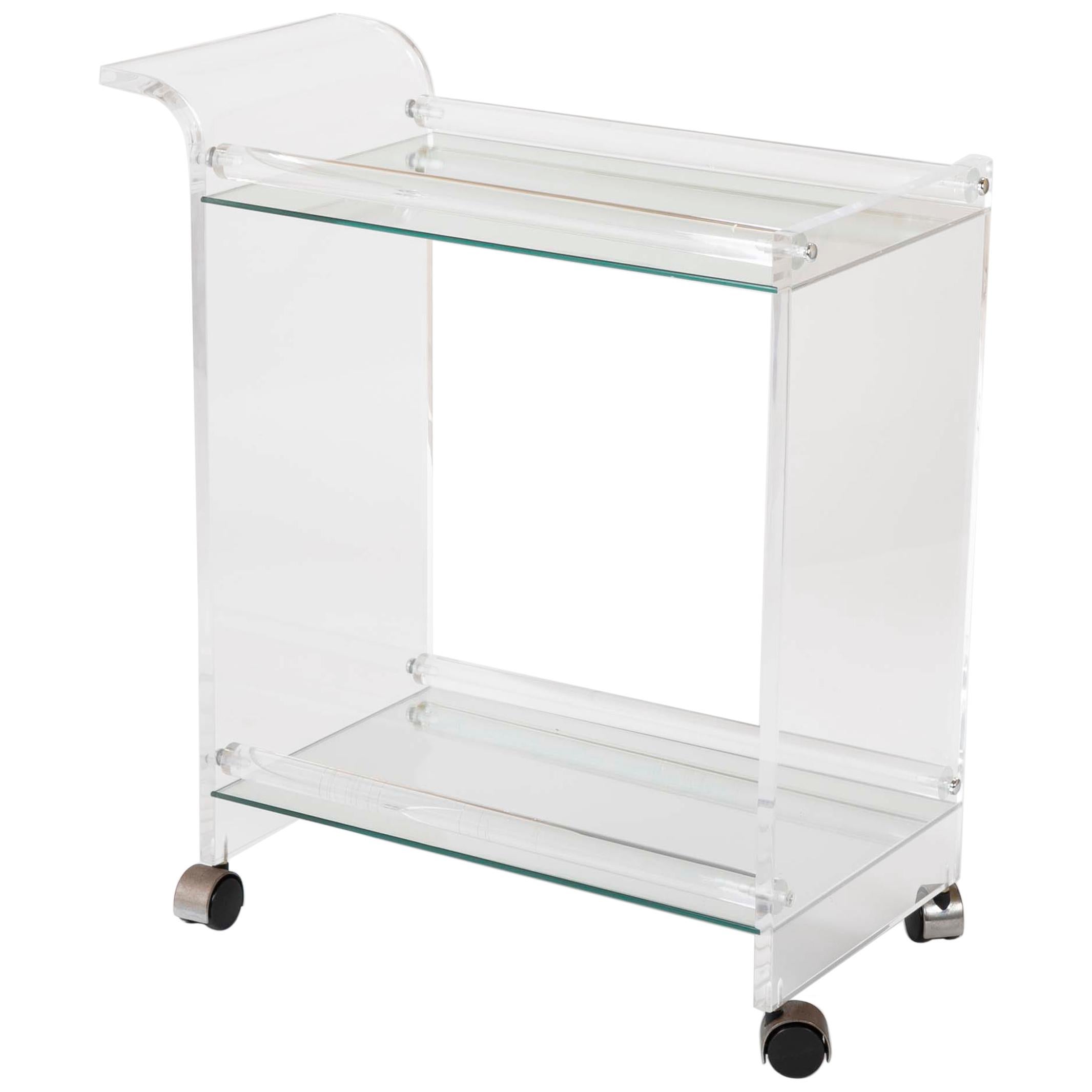Lucite Glass Bar Cart