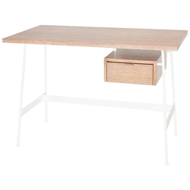 A Midcentury Style Cerused Oak and White Finish Desk For Sale at 1stDibs