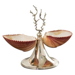 Silver Footed Double Bowl with Shells