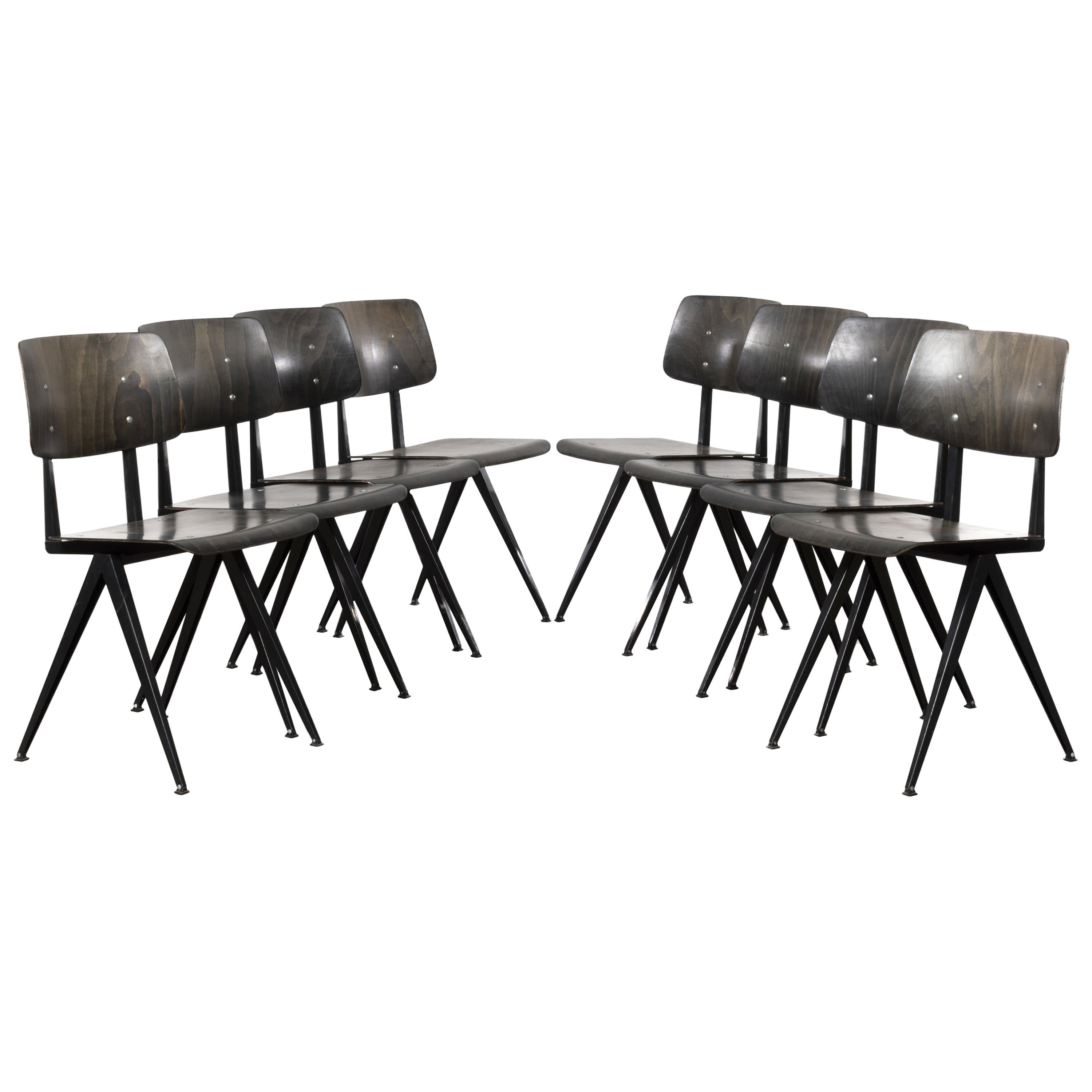 Multiple vintage Galvanitas Plywood Chairs S16 dark ebony, Netherlands