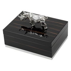 Ebony Box with Silver Rhinoceros