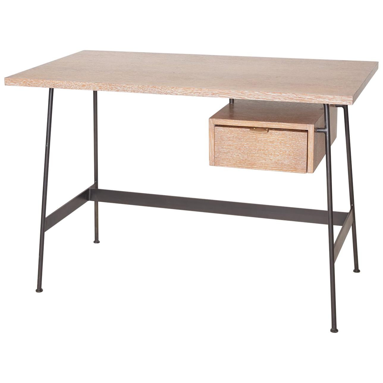Midcentury Style Cerused Oak Desk For Sale