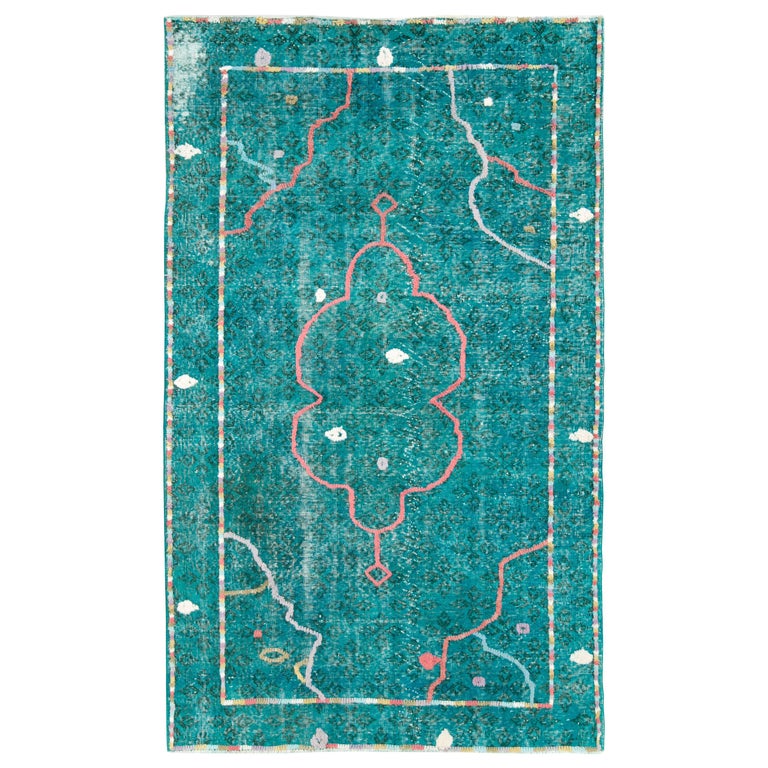 Turkish Rug Artist Distorted Contemporary Handmade Turkish Folk Rug With A Distressed Appeal In ...