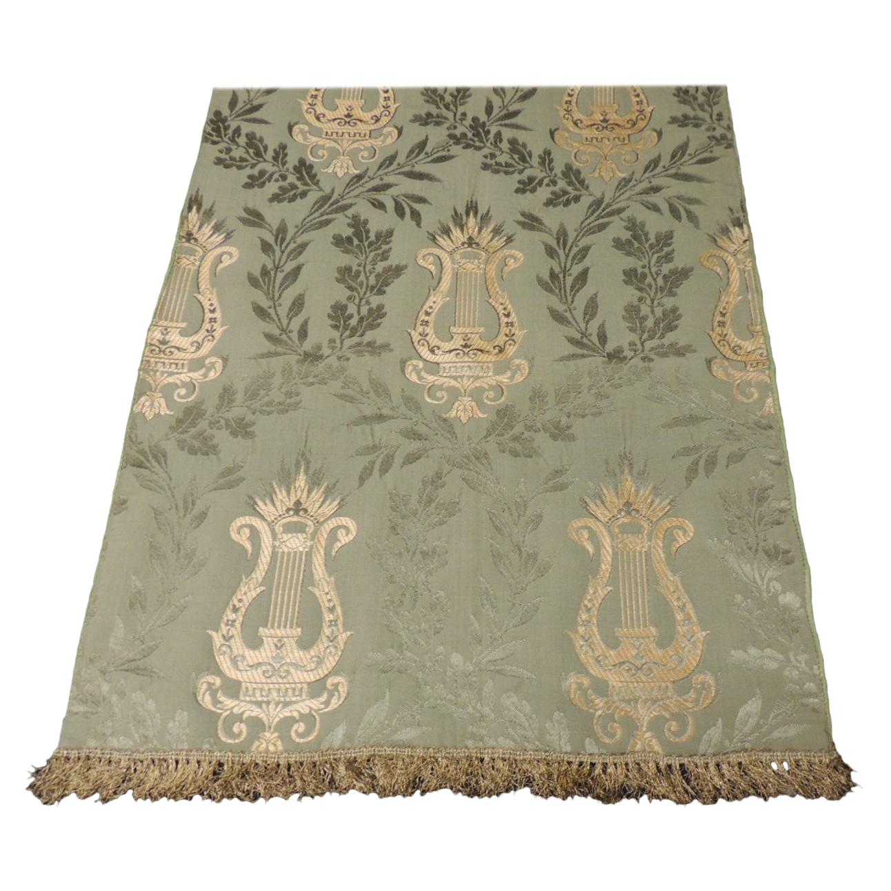 Antique Italian Green and Gold Silk Brocade Textile
