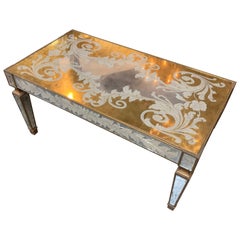 Early 20th Century French Reverse Painted Glass Low Table