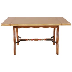 California Rancho Monterey Trestle Dining Table with Four Leaves