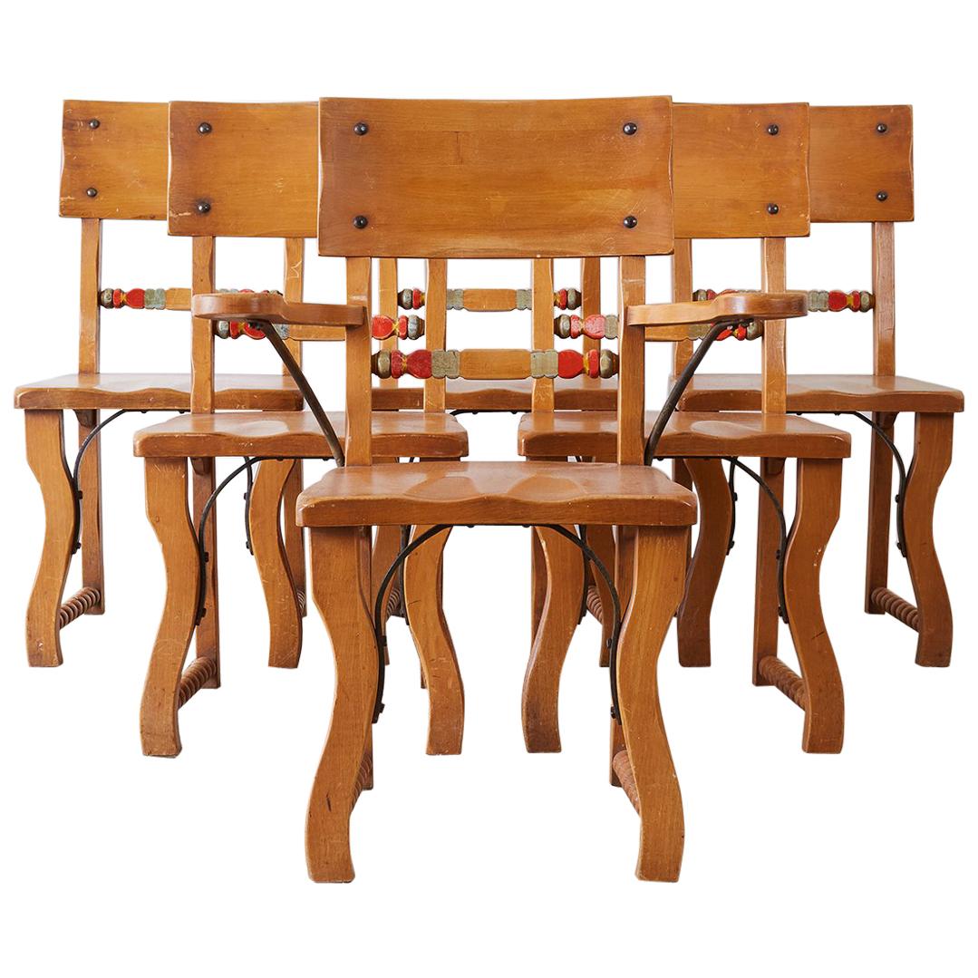 Set of Six California Rancho Monterey Dining Chairs