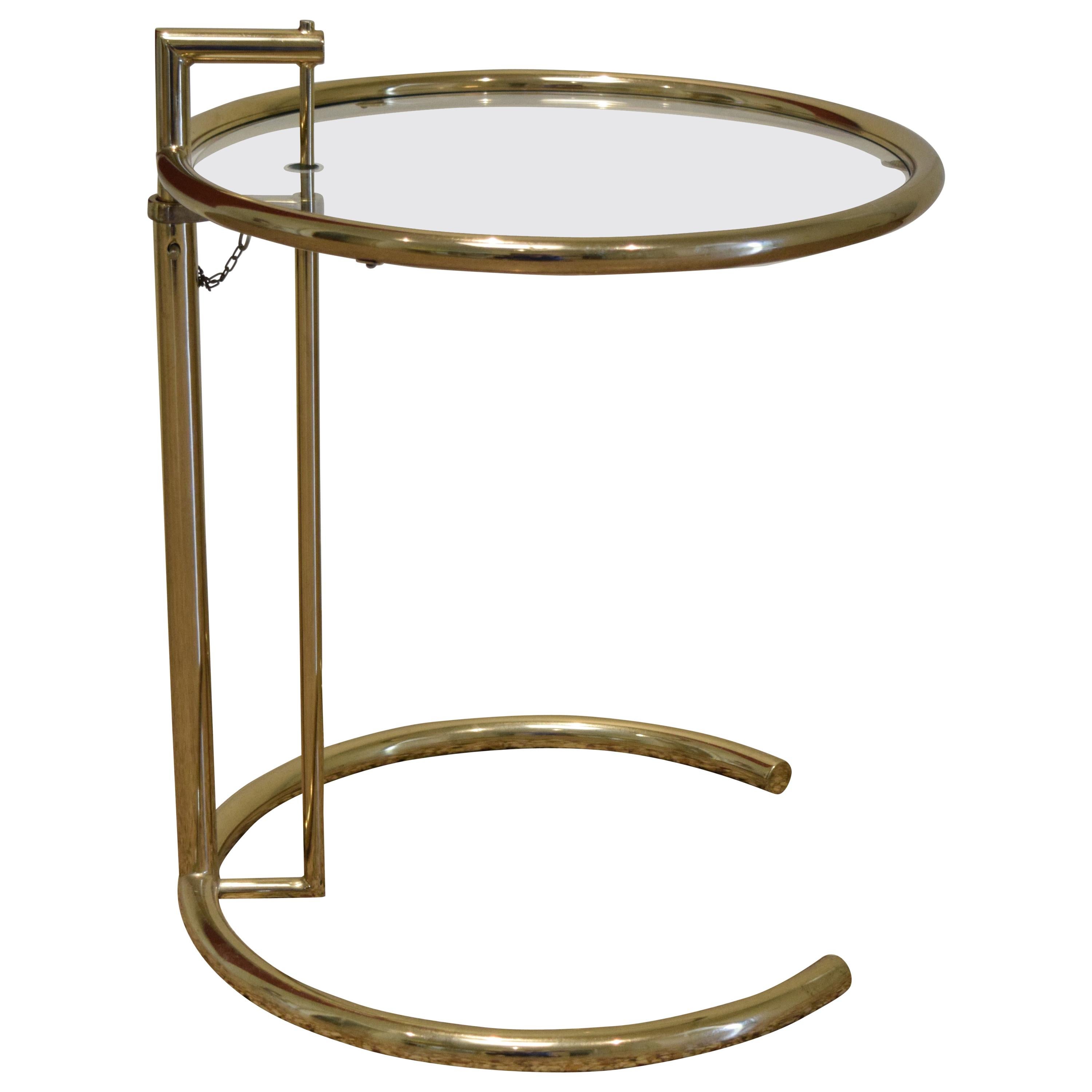 Brass E1027-Style Side Table For Sale