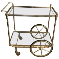 Maison Jansen Style, Rare Neoclassical Brass Drinks Trolley, French, circa 1940