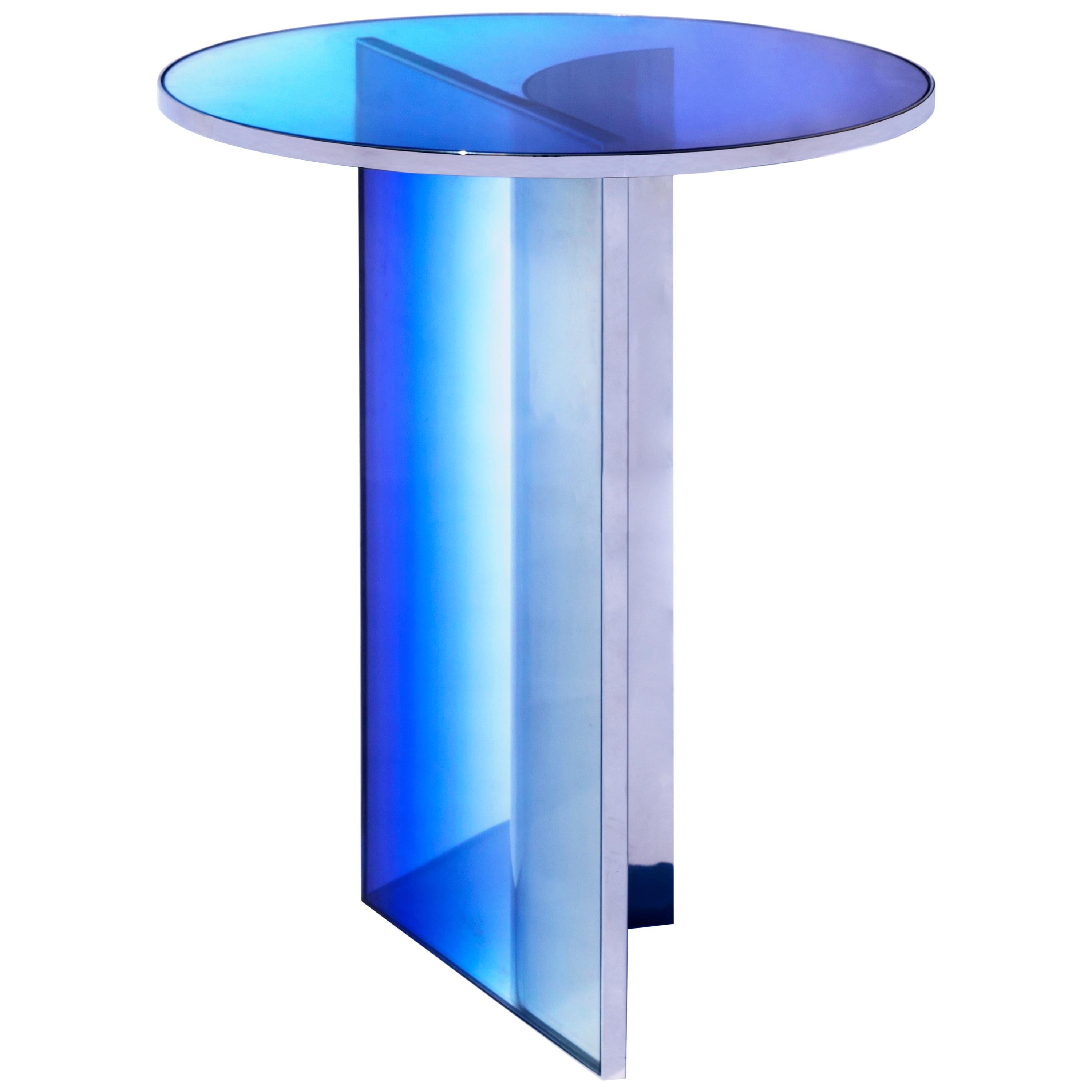 Blue Purple Glass Clear Transition Color Round Side Table Customizable