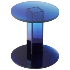 Blue Purple Glass Clear Transition Color Side Table Customizable