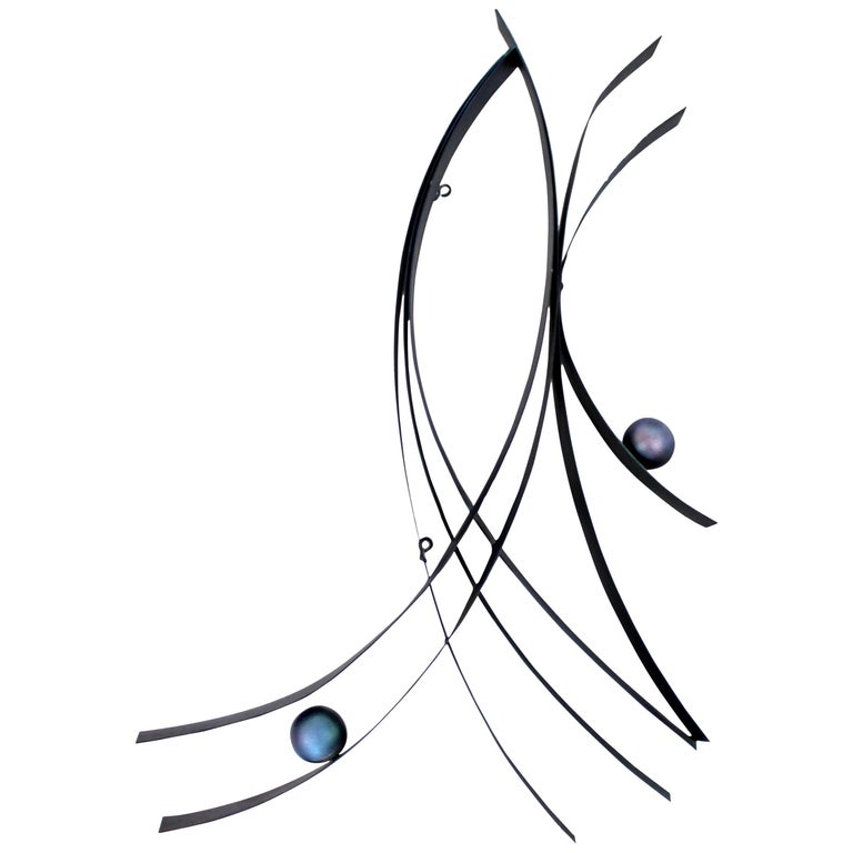 MidCentury Modern Curtis Jere Black Metal Abstract Wall Sculpture