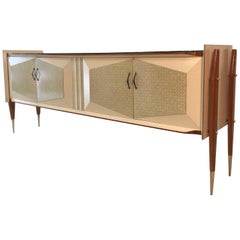 Vintage 1950s Italian Geometric Long Sideboard