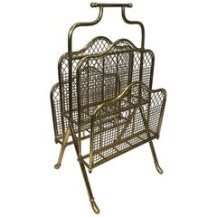 Maison Jansen, Exceptional Neoclassical Brass Magazine Rack, French, circa 1940 