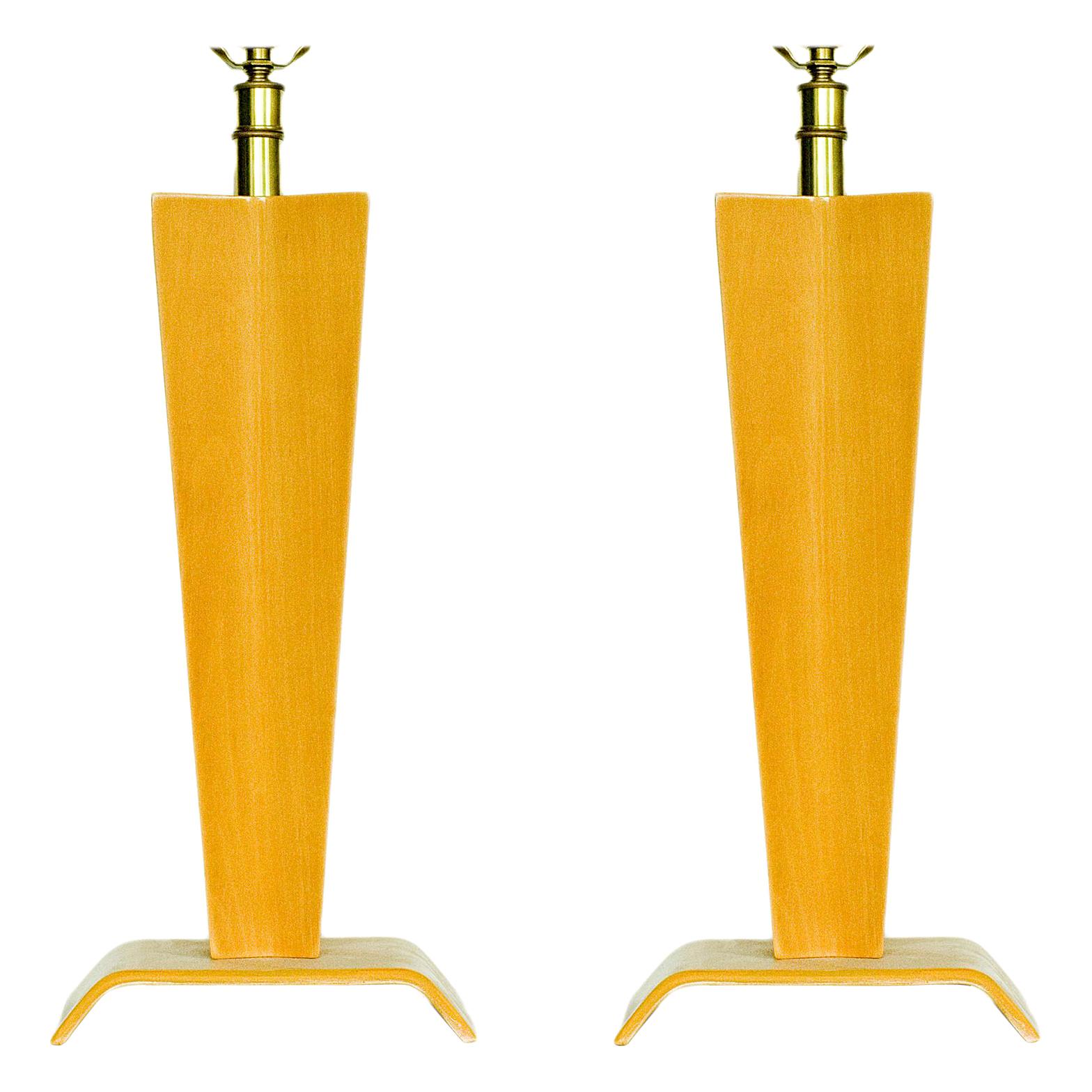 Pair of Midcentury Bent Plywood Table Lamps