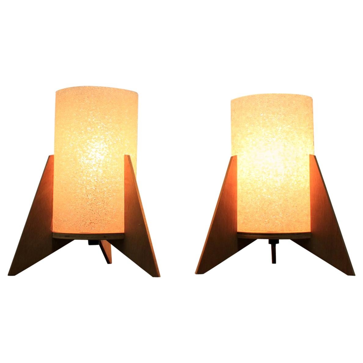 Pair of Midcentury Table Lamps, Rockets, Pokrok Zilina, 1970s For Sale