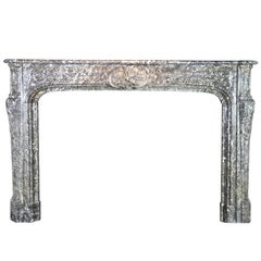 18th Century Classic Antique Fireplace Surround in Grey Belgian Marble