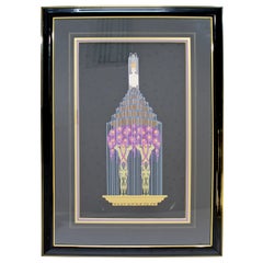 Modern Art Deco Framed Serigraph Perfume Signed Erte 28/300 Foil Stamp, 1986