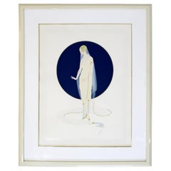 Contemporary Deco Framed Serigraph Devotion Signed Erte 31/300 Foil Stamp 1987