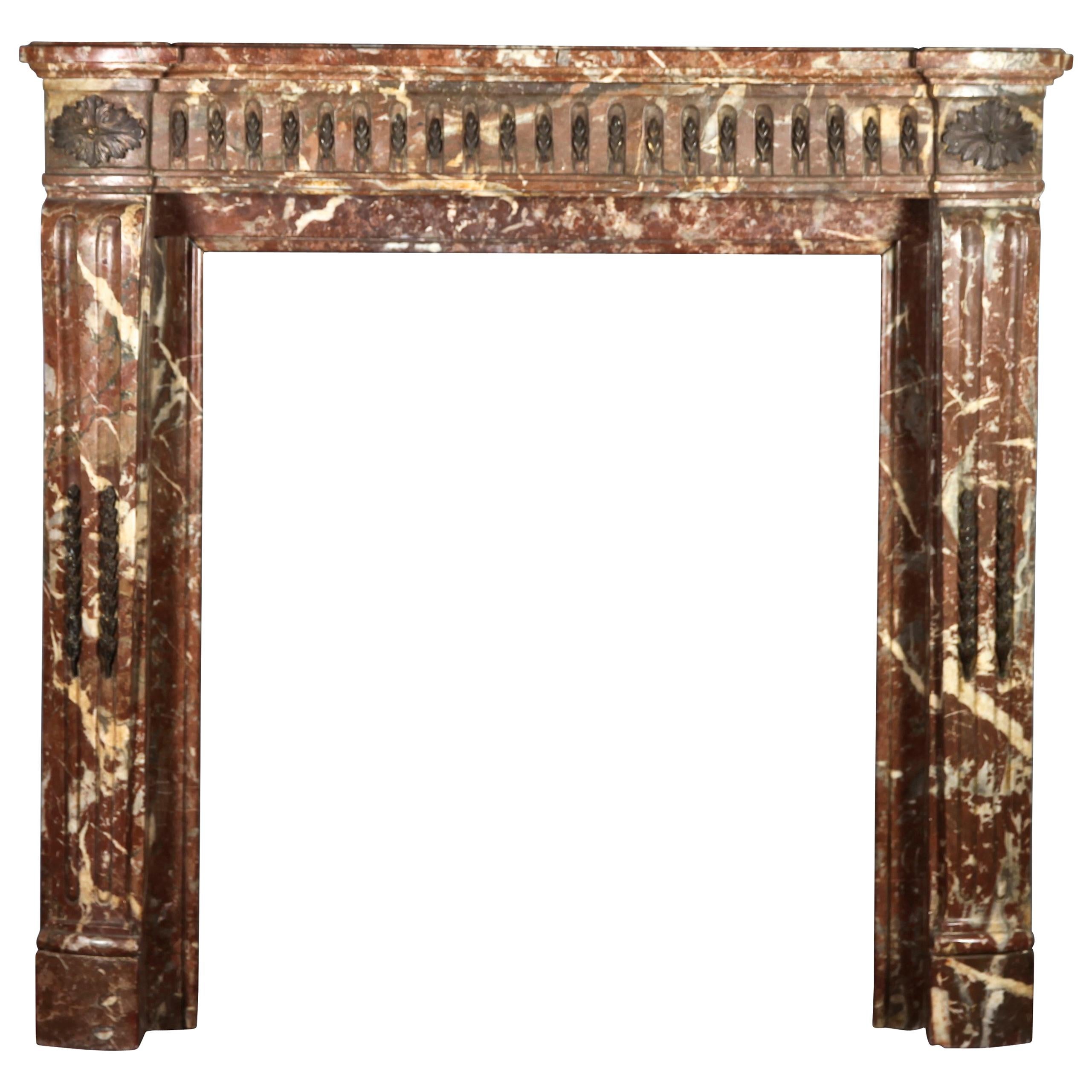 Petite Small Classic Antique Fireplace Surround in Belgian Marble For Sale