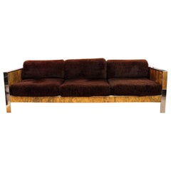 Mid-Century Modern Adrian Pearsall Chrome Cork Sofa Velvet 1970s Baughman Style