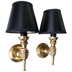 Pair of Andre Arbus Style Bronze Sconces