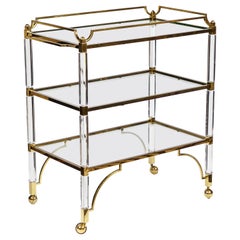 1980s Lucite and Brass Cart