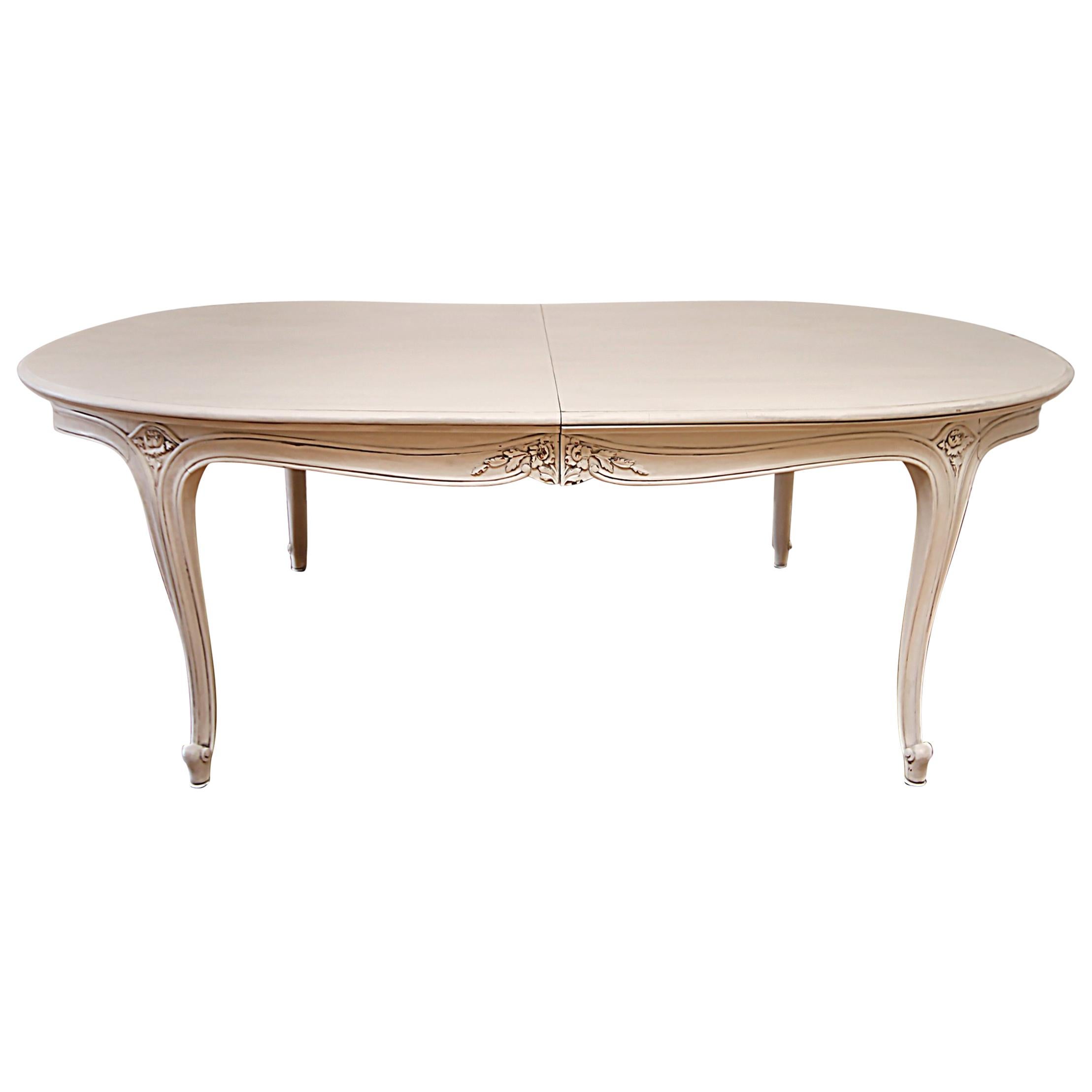 20th Century Louis XV Style Painted Dining Table with Leaves
