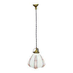 Antique Pendant Light with White Glass Shade, circa 1920